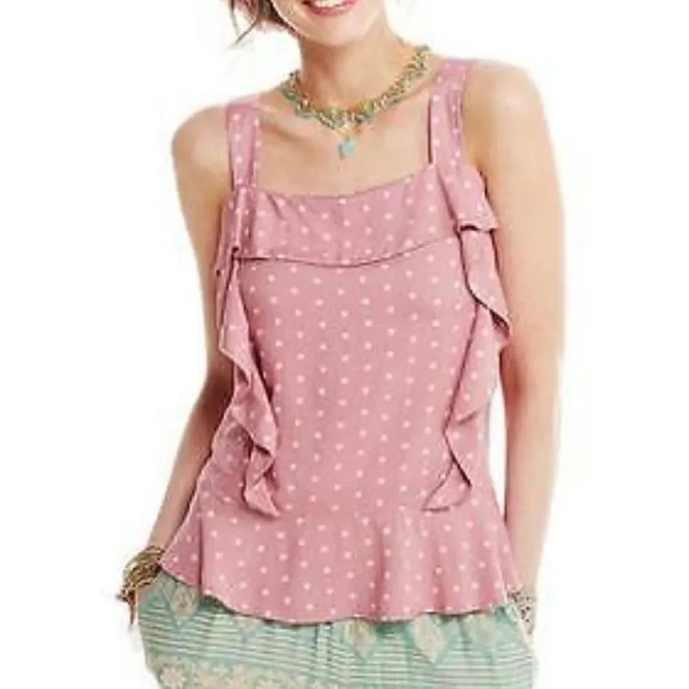 Matilda Jane Clothing MJC Clambake Polka Dot Ruffle Tank Top Happy & Free sz XL